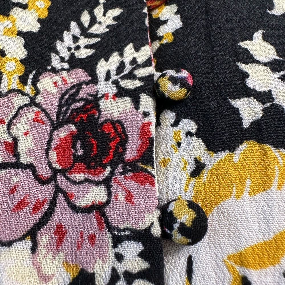 Free People Floral Boho Tunic Dress Black Multicolor Rayon Long Sleeve S/M - Picture 7 of 12
